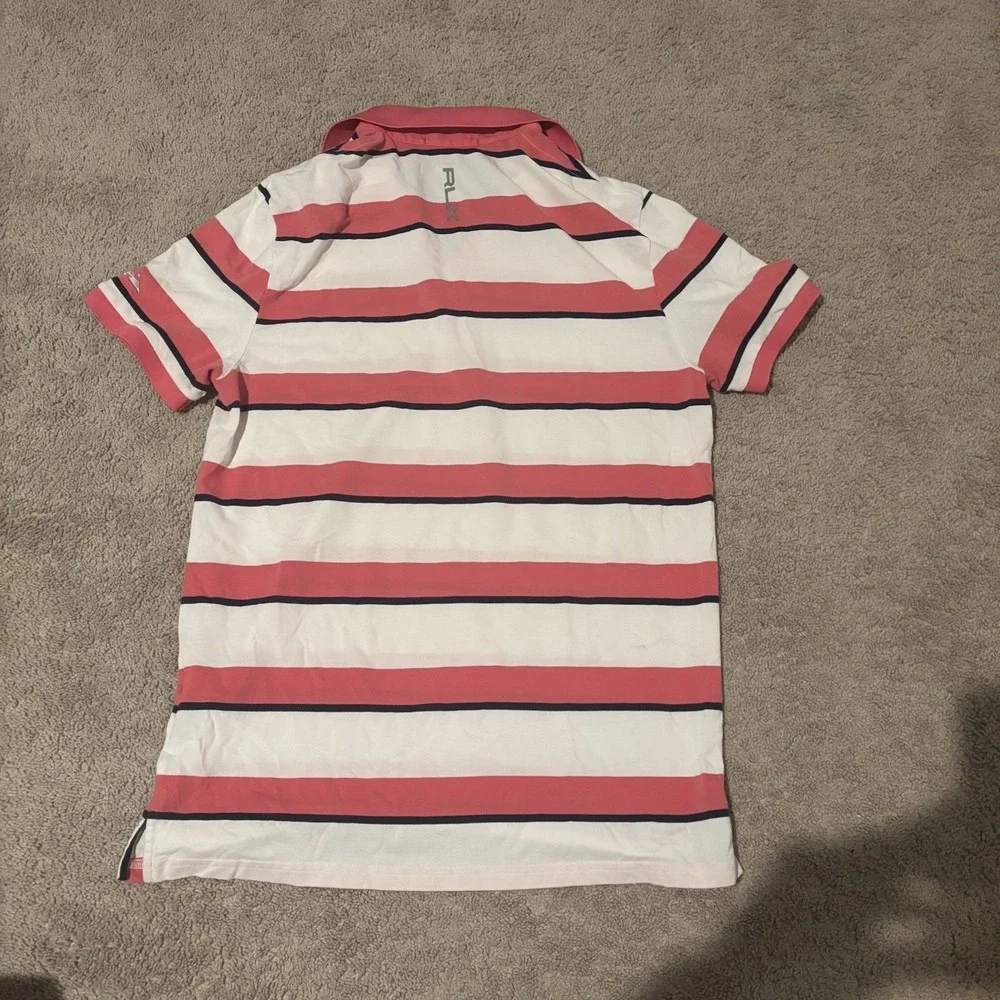 Ralph Lauren RLX Pro Fit Polo Mens Large‎ PINK & NAVY STRIPED